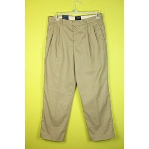 NWT Arrow Wrinkle Free Chino Dress Pants Mens 34 x 30" Tan Khaki Pleated Front